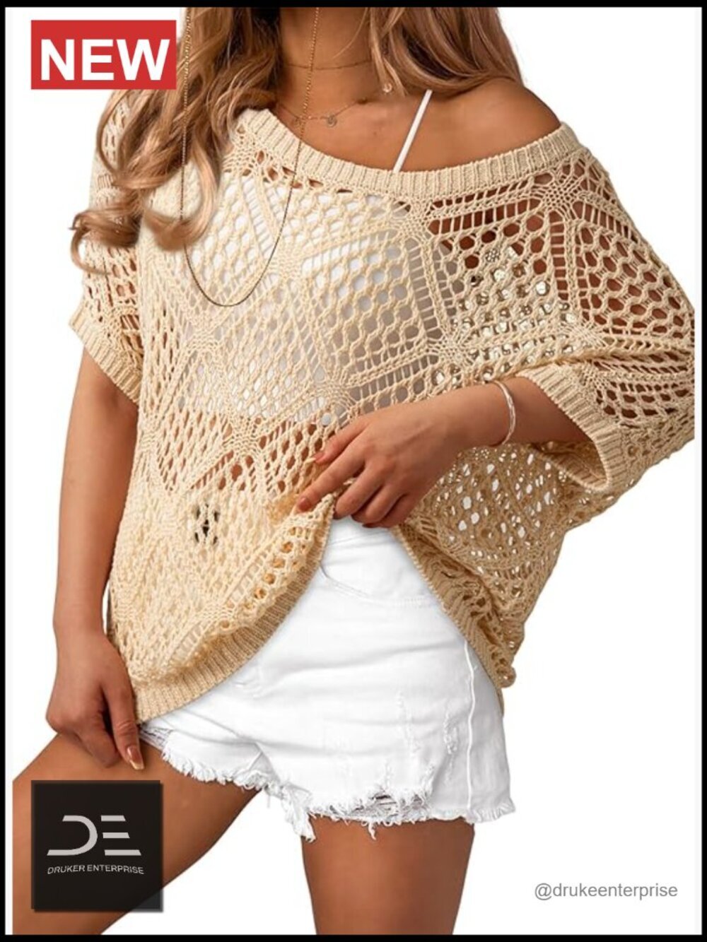 Crochet Hollow Out Off Shoulder Sweater Beach Swimsuit Coverup